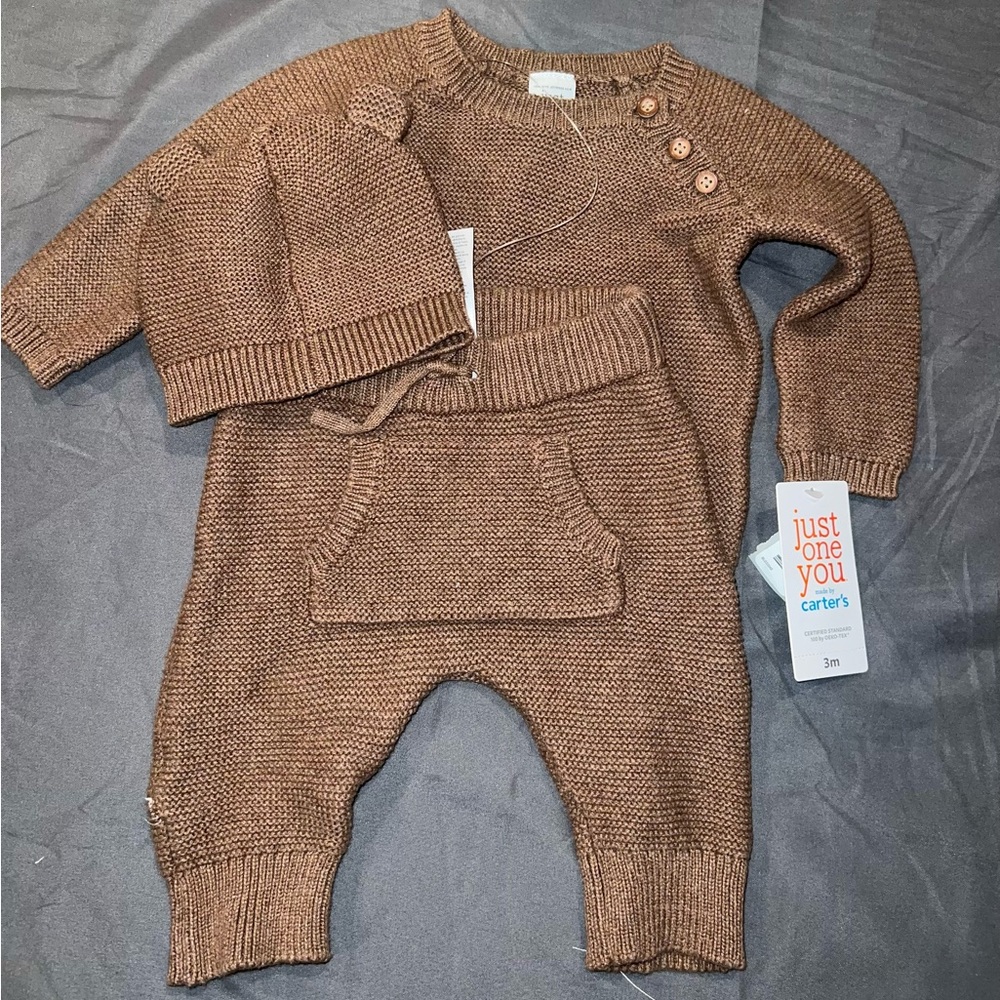 *SOLD* Carters Baby 3pc Sweater top and bottom set